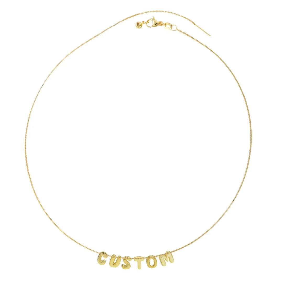 Bubble Letter Custom Word Necklace Smooth