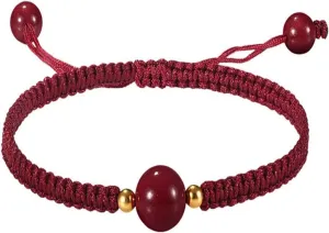 Buddha Bracelets Bead Bracelet Tibetan Buddhist,Meditation Prayer Beads Bangle,Genuine Cinnabar Tibetan Rope Knots Bracelet Hand-Woven Bracelet Couple Lucky Transfer Beads