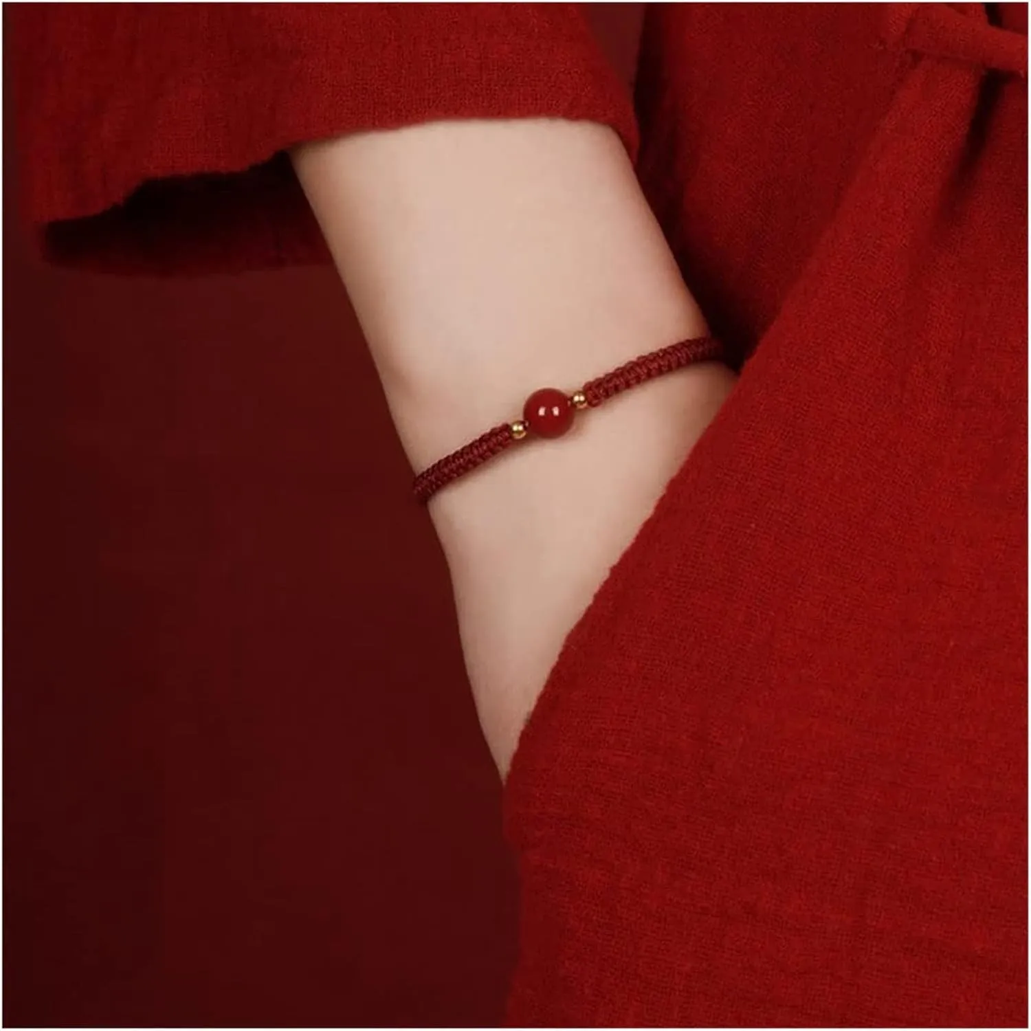 Buddha Bracelets Bead Bracelet Tibetan Buddhist,Meditation Prayer Beads Bangle,Genuine Cinnabar Tibetan Rope Knots Bracelet Hand-Woven Bracelet Couple Lucky Transfer Beads
