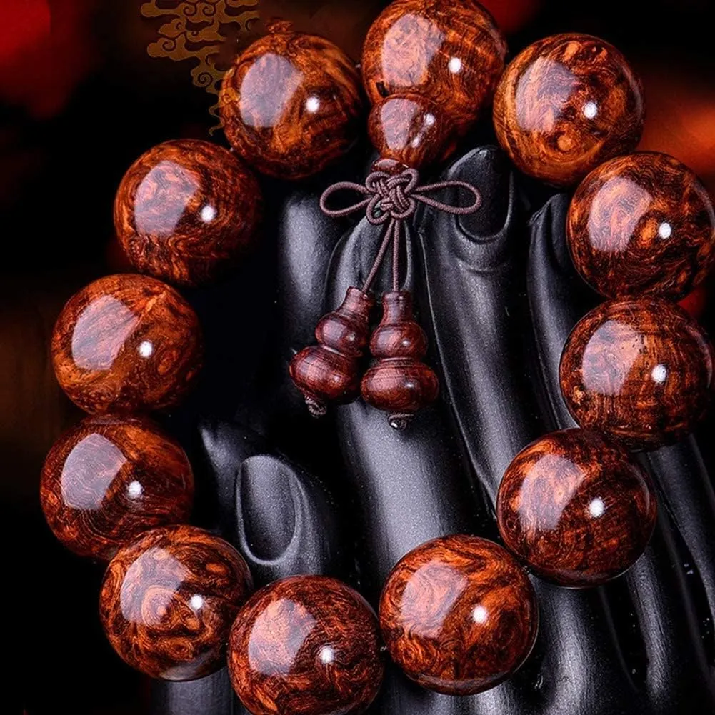 Buddha Bracelets Meditation Prayer Buddha Beads Bracelet Necklace,Prayer Beads Mala Bracelet Natural Wood Tibetan Buddhist Mala Couple Jewelry for Unisex