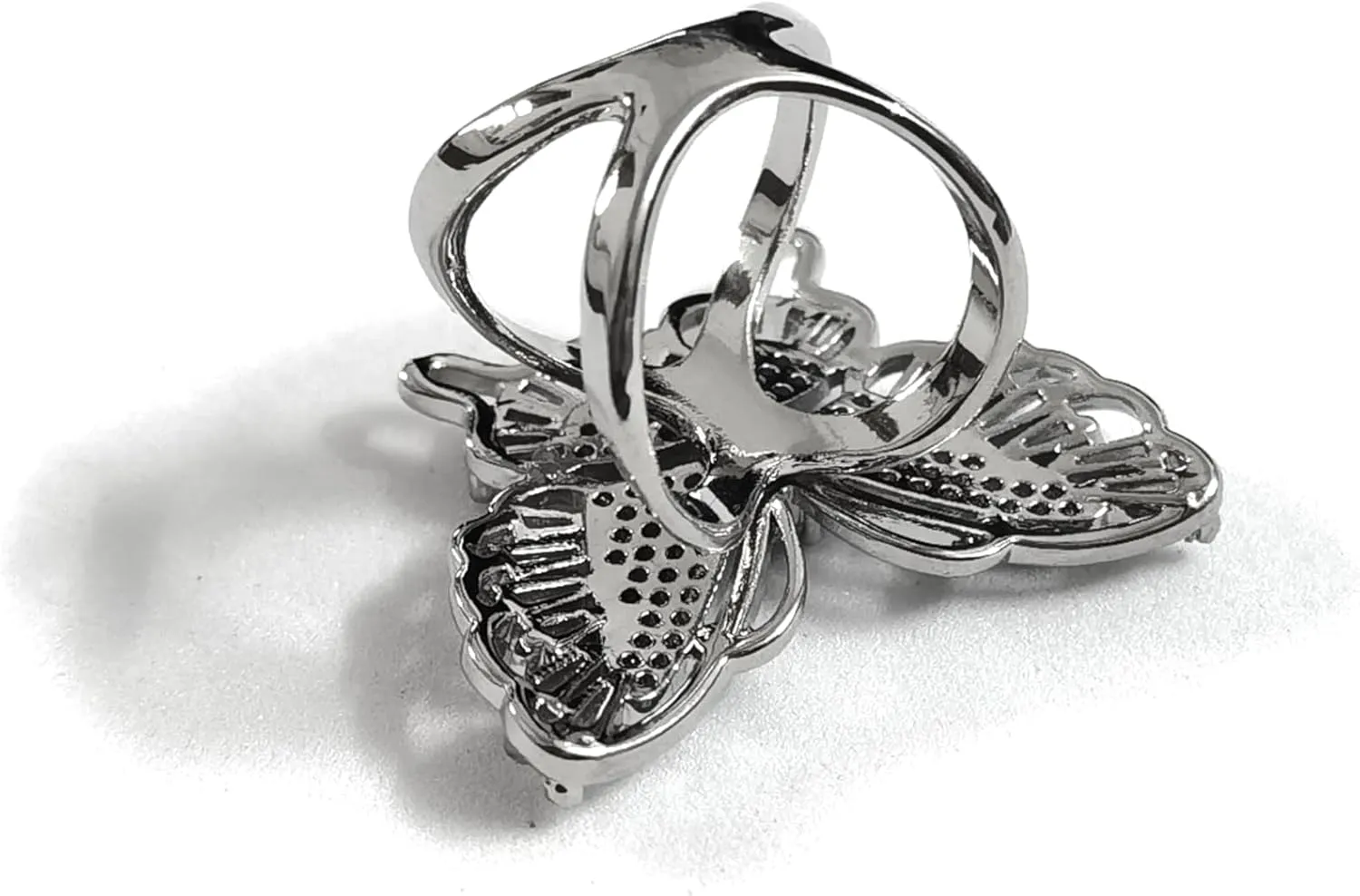 Butterfly Scarf Ring for Women - Bow Tie Scarf Buckle Jewelry Cubic Zirconia Imitation Diamond for Wedding, Elegant Occasion
