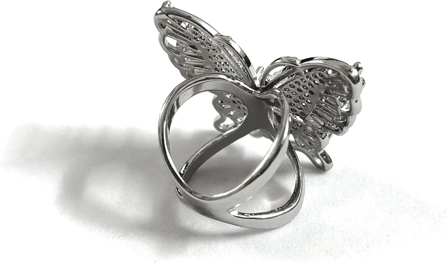 Butterfly Scarf Ring for Women - Bow Tie Scarf Buckle Jewelry Cubic Zirconia Imitation Diamond for Wedding, Elegant Occasion