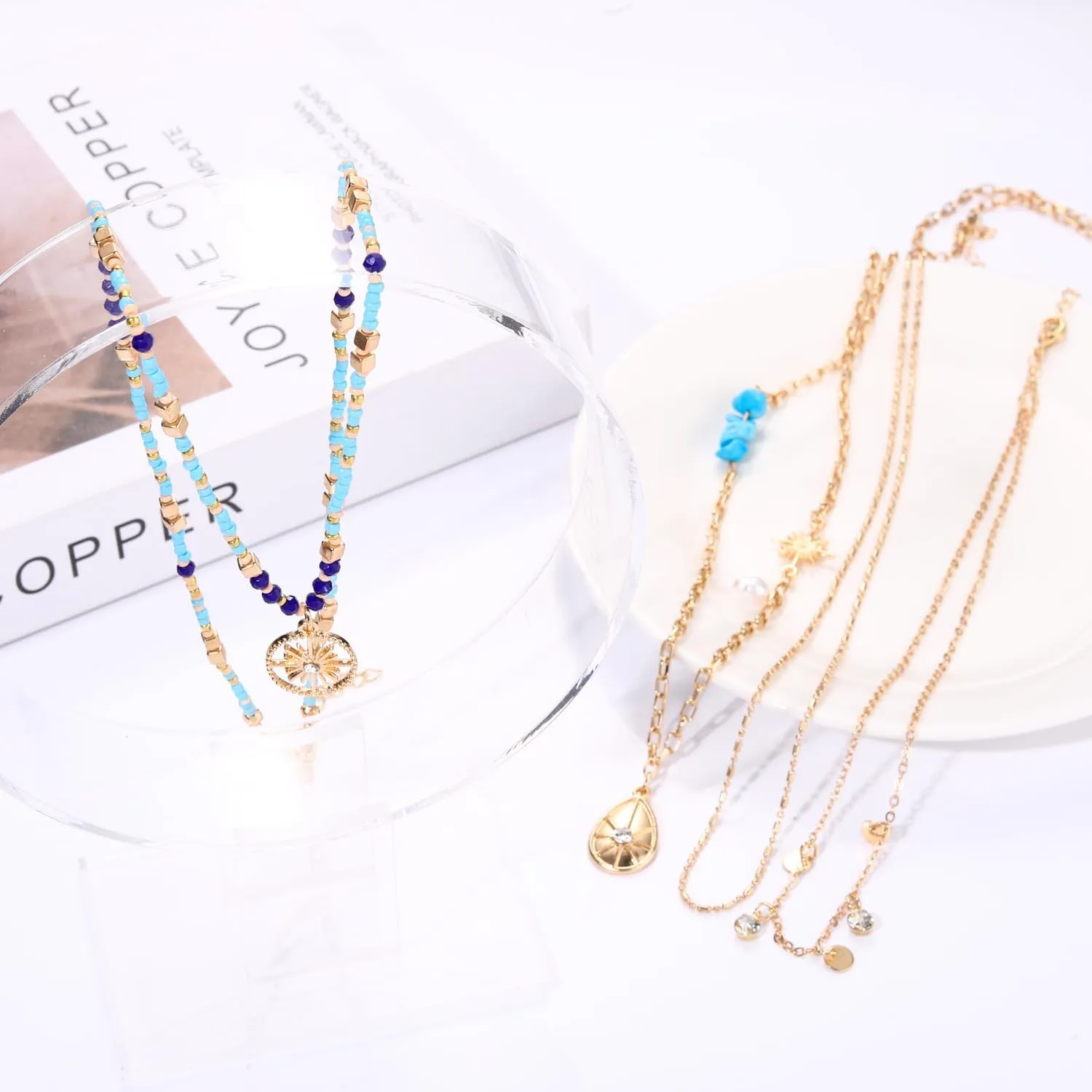 BVGA Dainty Gold Choker Necklace Colorful Heart Gemstone Choker Necklace Gold Plated Snake Chain Necklace Choker Necklaces Set for Women Gifts