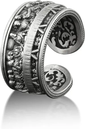 BySilverStone Jewelry Last Supper By Da Vinci Faith Ring, Jesus and His Apostles Christian Ring For Men, Scripture Ring For Husband, Renaissance Ring For Family