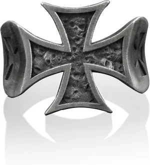 BySilverStone Jewelry - Maltese Cross 925 Silver Medieval Ring, Sterling Silver Cross Jewelry, Christian Jewelry, Engraved Ring, Family Ring, Remembrance Gift