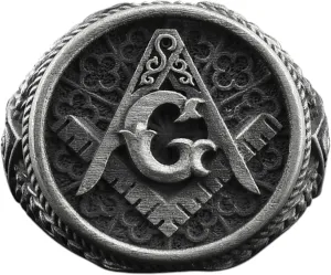 BySilverStone Jewelry - Master Mason Handmade Sterling Silver Men Signet Ring, Freemason Symbol Signet Rings, Masonic Symbol Silver Men Jewelry, Ring For Mens