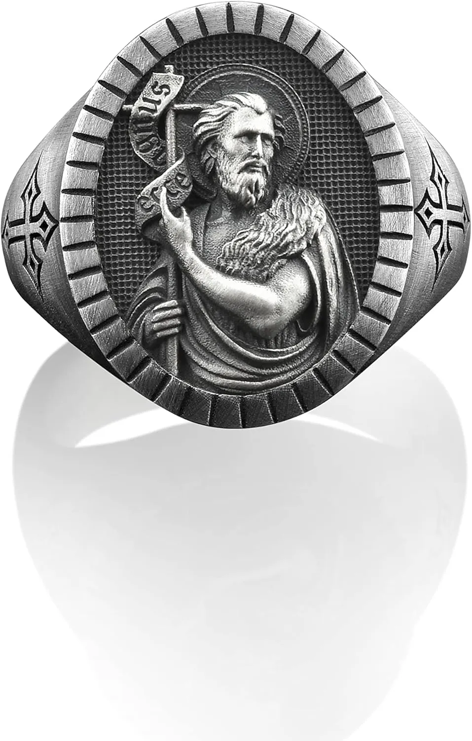 BySilverStone Jewelry Saint John the Baptist Ring, Saint John Men Ring, Silver Religious Men Ring, Christian Signet Ring, Silver Catholic Ring, Husband Gift Rings