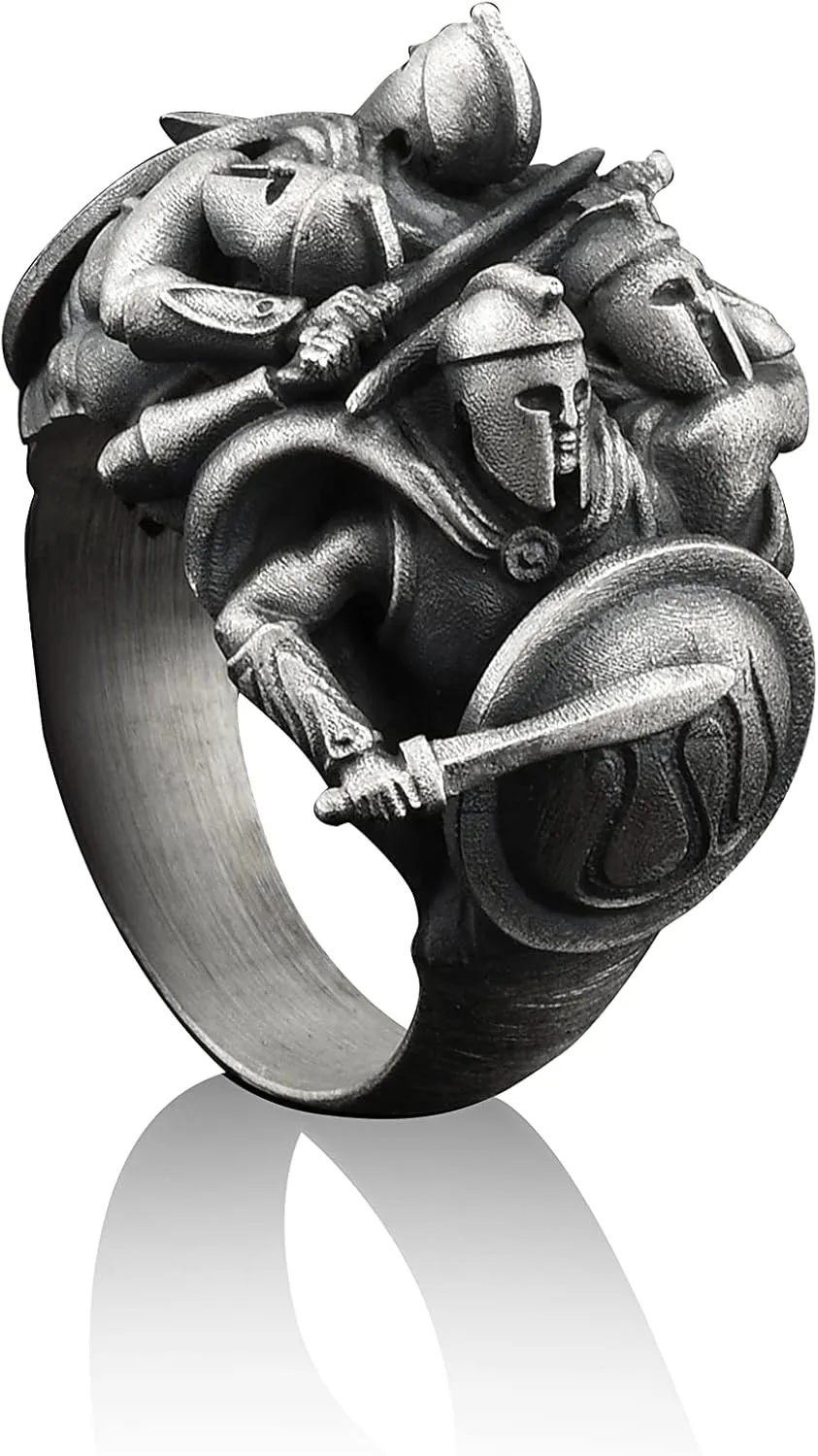 BySilverStone Jewelry - Spartan Army in War Handmade Sterling Silver Men Ring, Spartan Warriors Ring, Spartan Warriors Jewelry, Greek Mythology Ring, Gift For Men