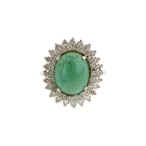 Cabochon Emerald & Diamond Frame Ring