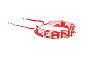 Canada Flag Bracelet - Adjustable Red & White Jewerly for Men & Women - Canadian Heritage - Canada Day Gift - Canada Pride Wristband - Premium Czech Beads