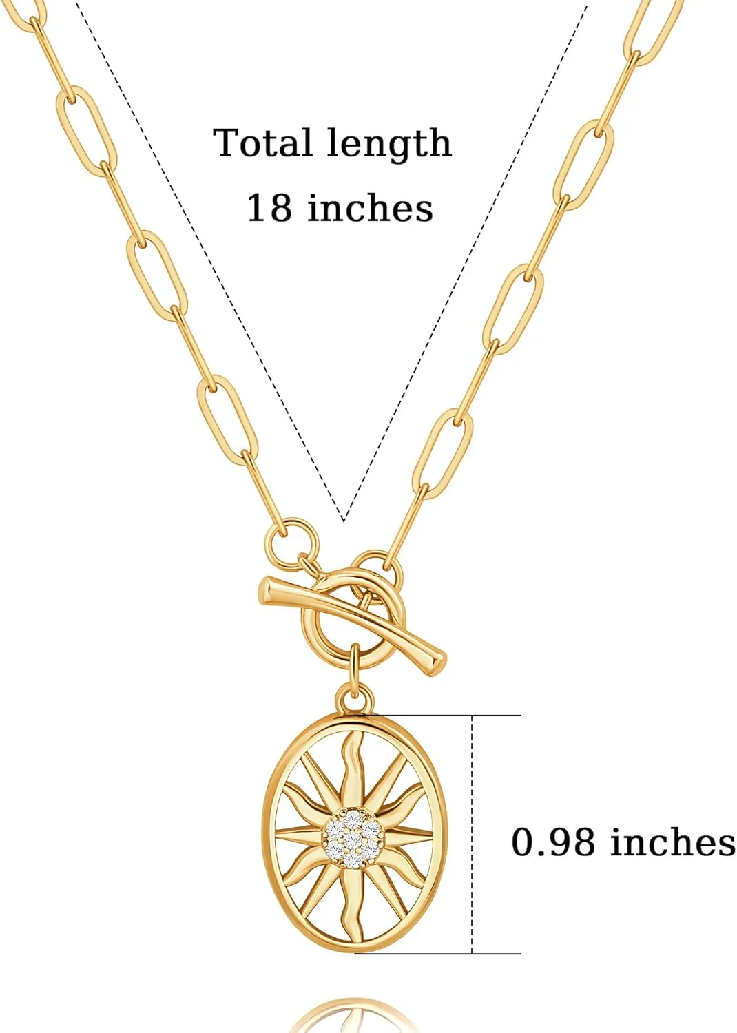 CANEVINKA Dainty Cross Medallion/Heart Pendant Chain Necklace 18K Gold Plated Oval Choker Fashion OT Toggle Jewelry Handmade for Women Simple Gold Charm Necklace