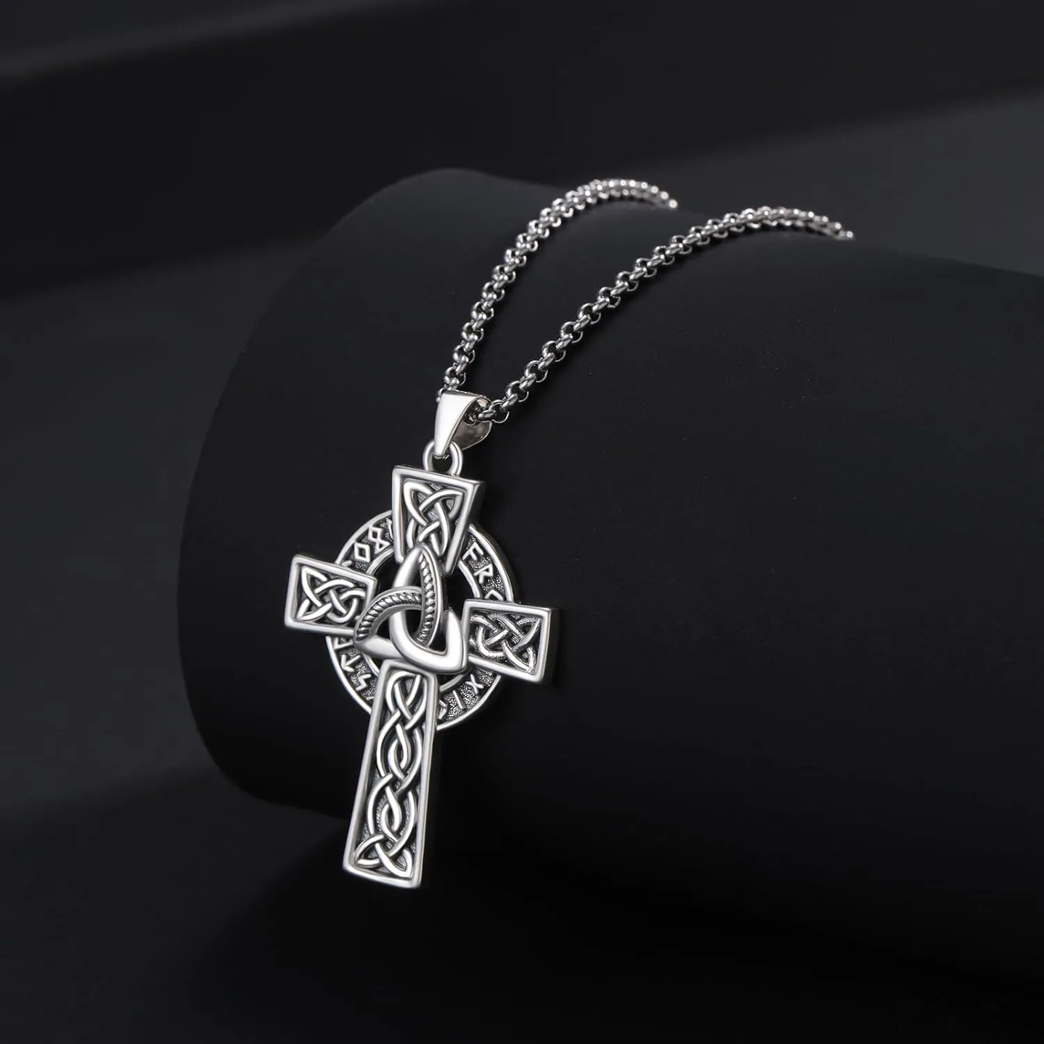 Celtic Cross Necklace 925 Sterling Silver Jewish Cross Pendant Star of David Necklace Clover Viking Irish Jewelry Religious Protective Gift for Men Women