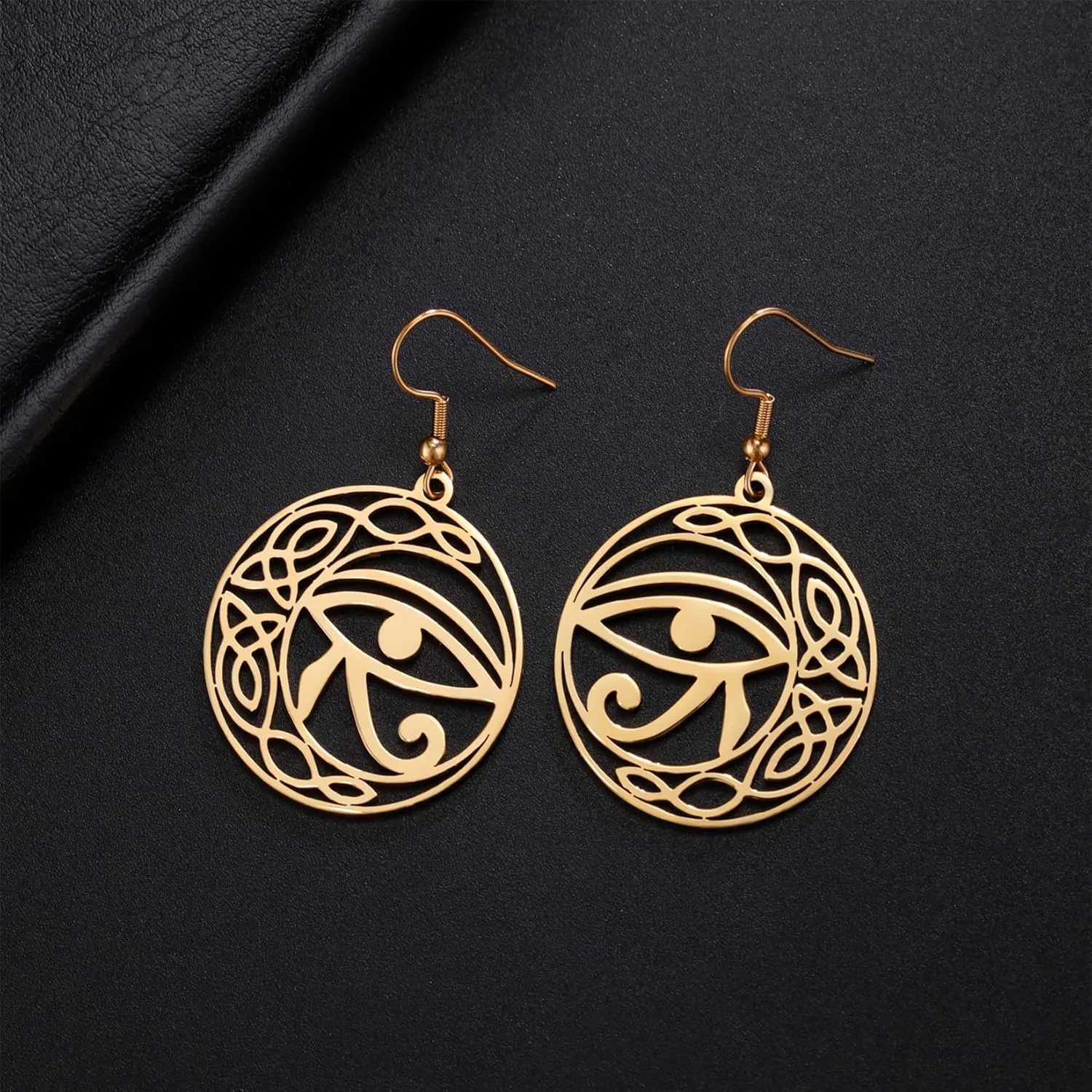Celtic Knot Eye of Horus Earrings Ankh Cross Egyptian Goddess Isis Crescent Allah Round Double Wing Jewelry Amulet Religious for Women