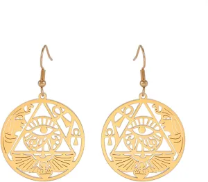Celtic Knot Eye of Horus Earrings Ankh Cross Egyptian Goddess Isis Crescent Allah Round Double Wing Jewelry Amulet Religious for Women