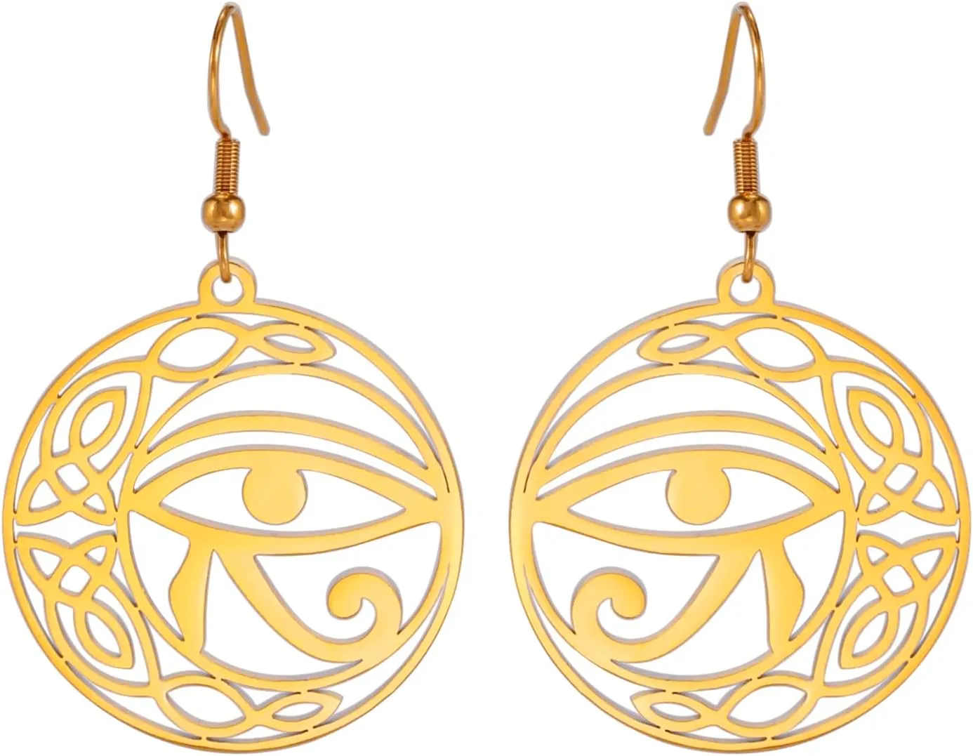 Celtic Knot Eye of Horus Earrings Ankh Cross Egyptian Goddess Isis Crescent Allah Round Double Wing Jewelry Amulet Religious for Women