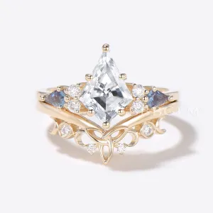 Celtic Moissanite Engagement Ring 7 Stone Cluster Bridal Set