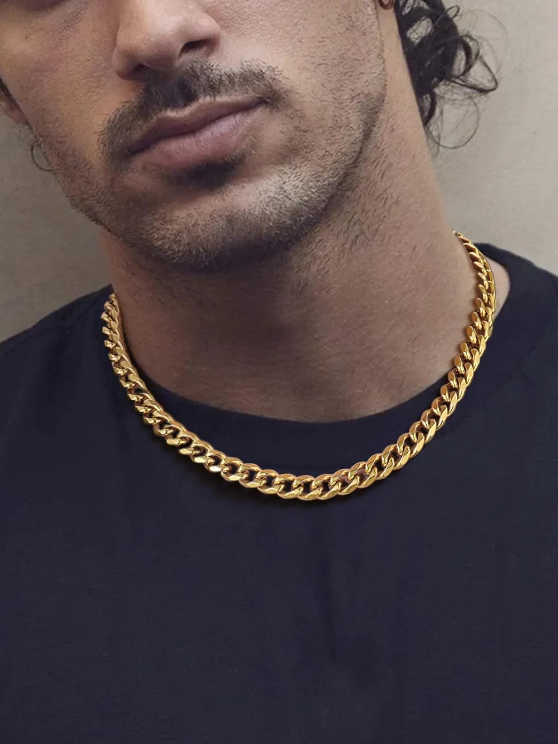 ChainsPro Stainless Steel Cuban Link Chain for Men, Miami Cuban Chain Necklace 3/6/9/12mm Width Silver/Black/Gold Plated Chains Necklace for Mens, Hip Hop Durable Mens Jewelry,14"-30" with Gifts Box