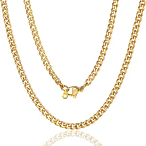 ChainsPro Stainless Steel Cuban Link Chain for Men, Miami Cuban Chain Necklace 3/6/9/12mm Width Silver/Black/Gold Plated Chains Necklace for Mens, Hip Hop Durable Mens Jewelry,14"-30" with Gifts Box