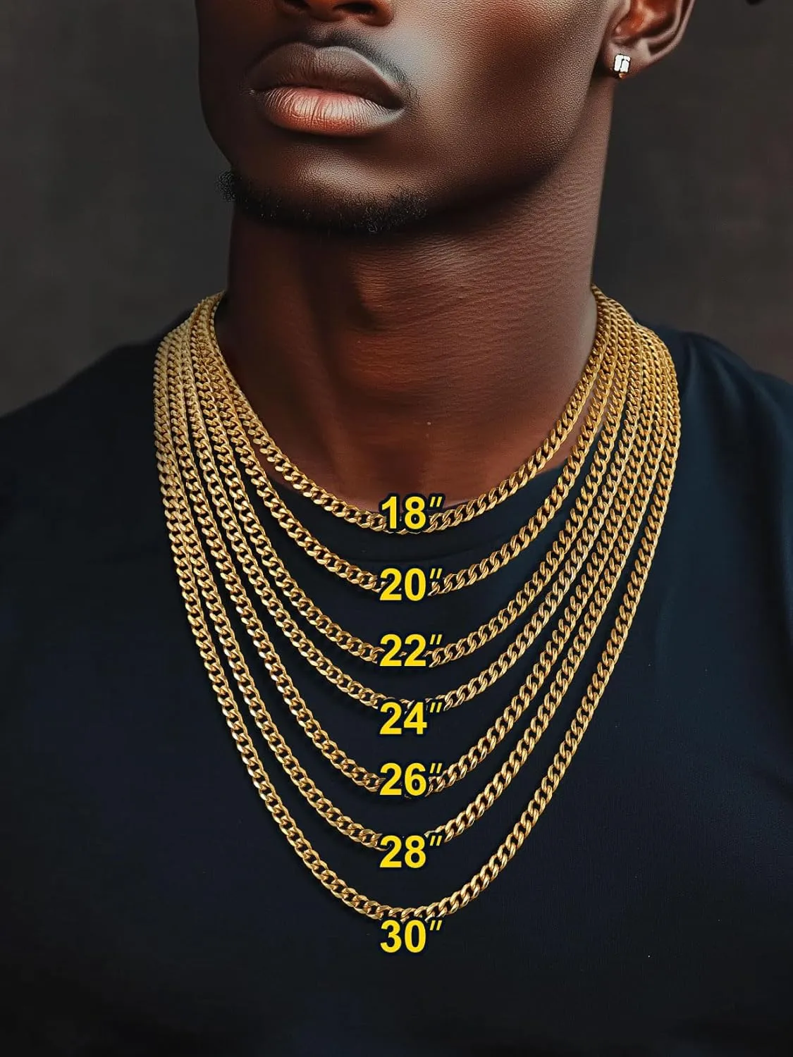 ChainsPro Stainless Steel Cuban Link Chain for Men, Miami Cuban Chain Necklace 3/6/9/12mm Width Silver/Black/Gold Plated Chains Necklace for Mens, Hip Hop Durable Mens Jewelry,14"-30" with Gifts Box