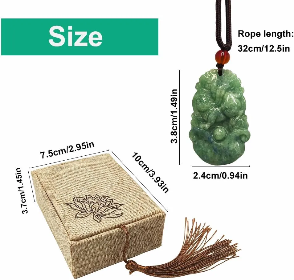 Chinese Zodiac Jadeite Necklace, Fine Jadeite Grade A Gemstone Twelve Zodiac Signs Made by Zodiac Animals Necklace Pendant Amulet