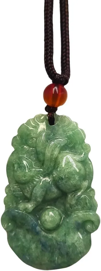 Chinese Zodiac Jadeite Necklace, Fine Jadeite Grade A Gemstone Twelve Zodiac Signs Made by Zodiac Animals Necklace Pendant Amulet