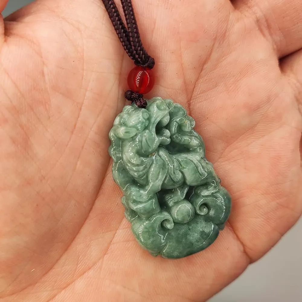 Chinese Zodiac Jadeite Necklace, Fine Jadeite Grade A Gemstone Twelve Zodiac Signs Made by Zodiac Animals Necklace Pendant Amulet