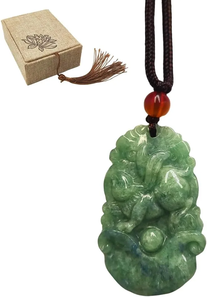 Chinese Zodiac Jadeite Necklace, Fine Jadeite Grade A Gemstone Twelve Zodiac Signs Made by Zodiac Animals Necklace Pendant Amulet