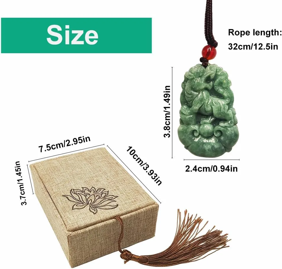 Chinese Zodiac Jadeite Necklace, Fine Jadeite Grade A Gemstone Twelve Zodiac Signs Made by Zodiac Animals Necklace Pendant Amulet