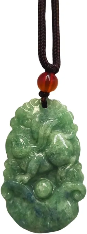 Chinese Zodiac Jadeite Necklace, Fine Jadeite Grade A Gemstone Twelve Zodiac Signs Made by Zodiac Animals Necklace Pendant Amulet