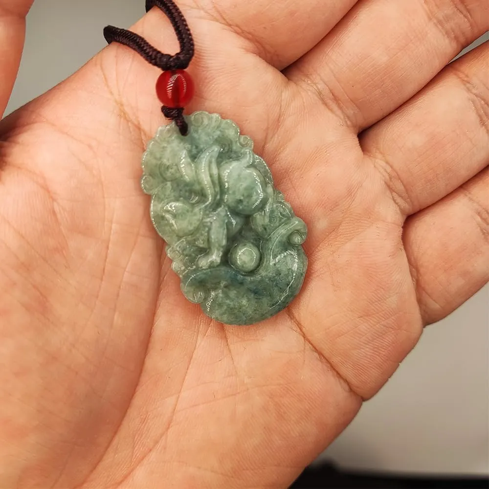 Chinese Zodiac Jadeite Necklace, Fine Jadeite Grade A Gemstone Twelve Zodiac Signs Made by Zodiac Animals Necklace Pendant Amulet