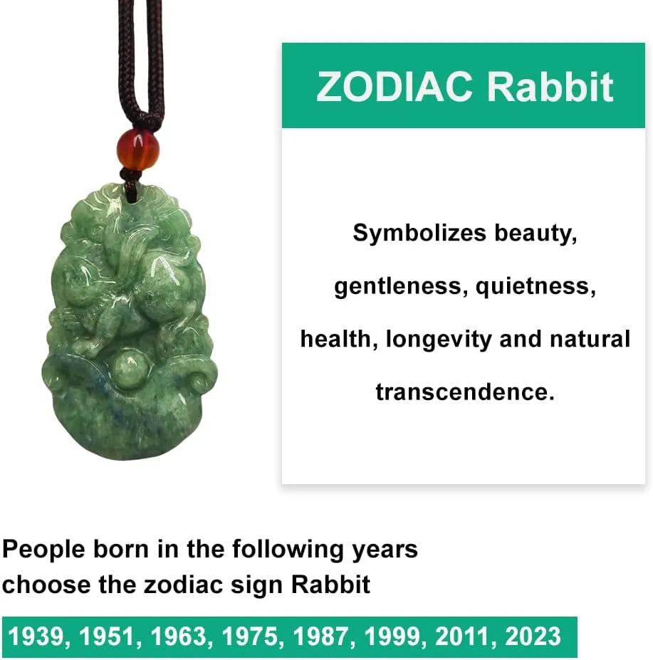 Chinese Zodiac Jadeite Necklace, Fine Jadeite Grade A Gemstone Twelve Zodiac Signs Made by Zodiac Animals Necklace Pendant Amulet