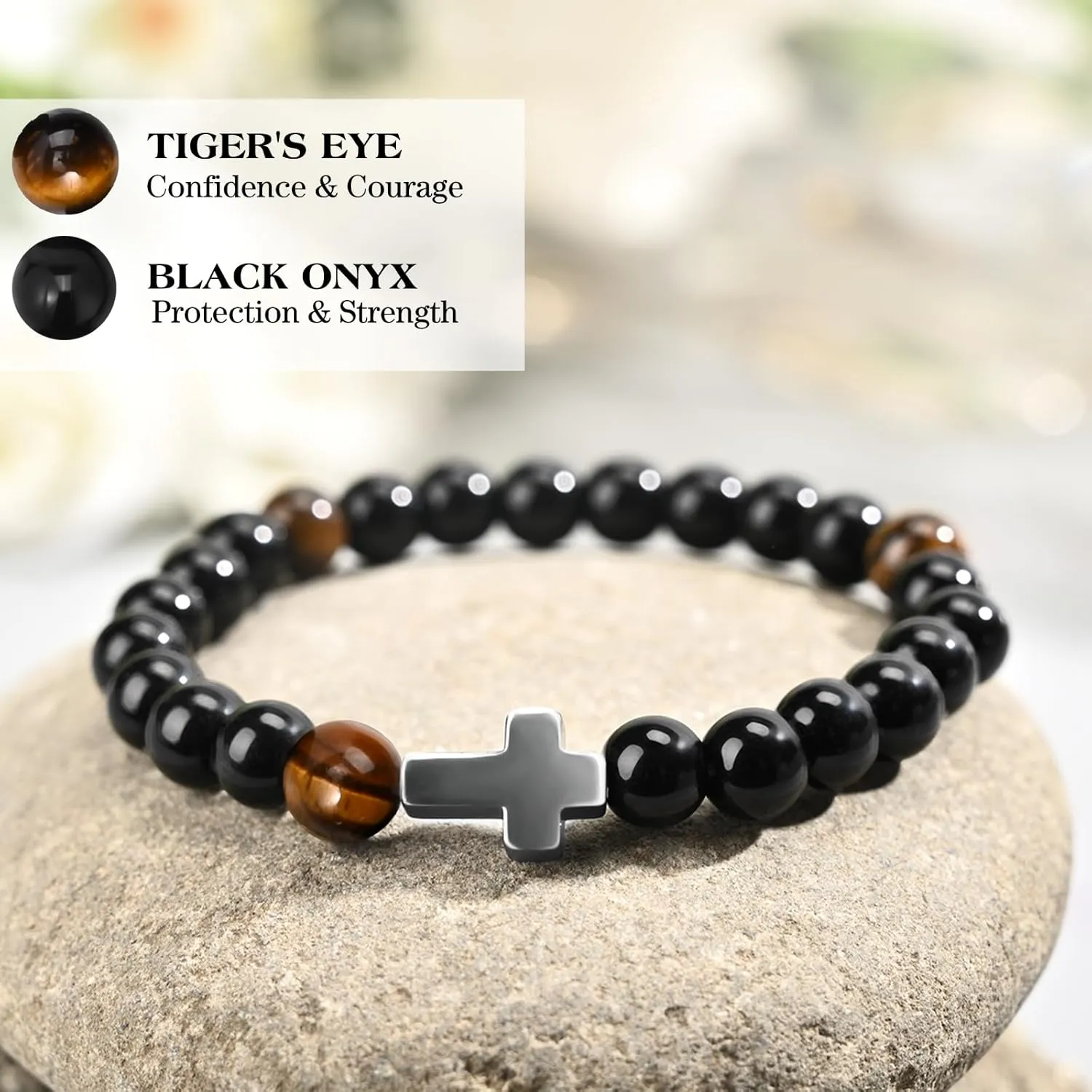 Christian Cross Bracelet for Men - Religious Jewelry Gifts for Son, Dad, Brother, Husband - Inspirational Faith-Based Jesus Bracelet for Easter Baptism, Birthday, Graduation