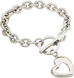 Chunky Chain Heart Charm Bracelet for Women,Waterproof Large Size 7.5 Inches,18k Gold Plated Stainless Steel Hollow Pendant Bracelets Gifts,with Toggle Clasp Jewelry Accessories