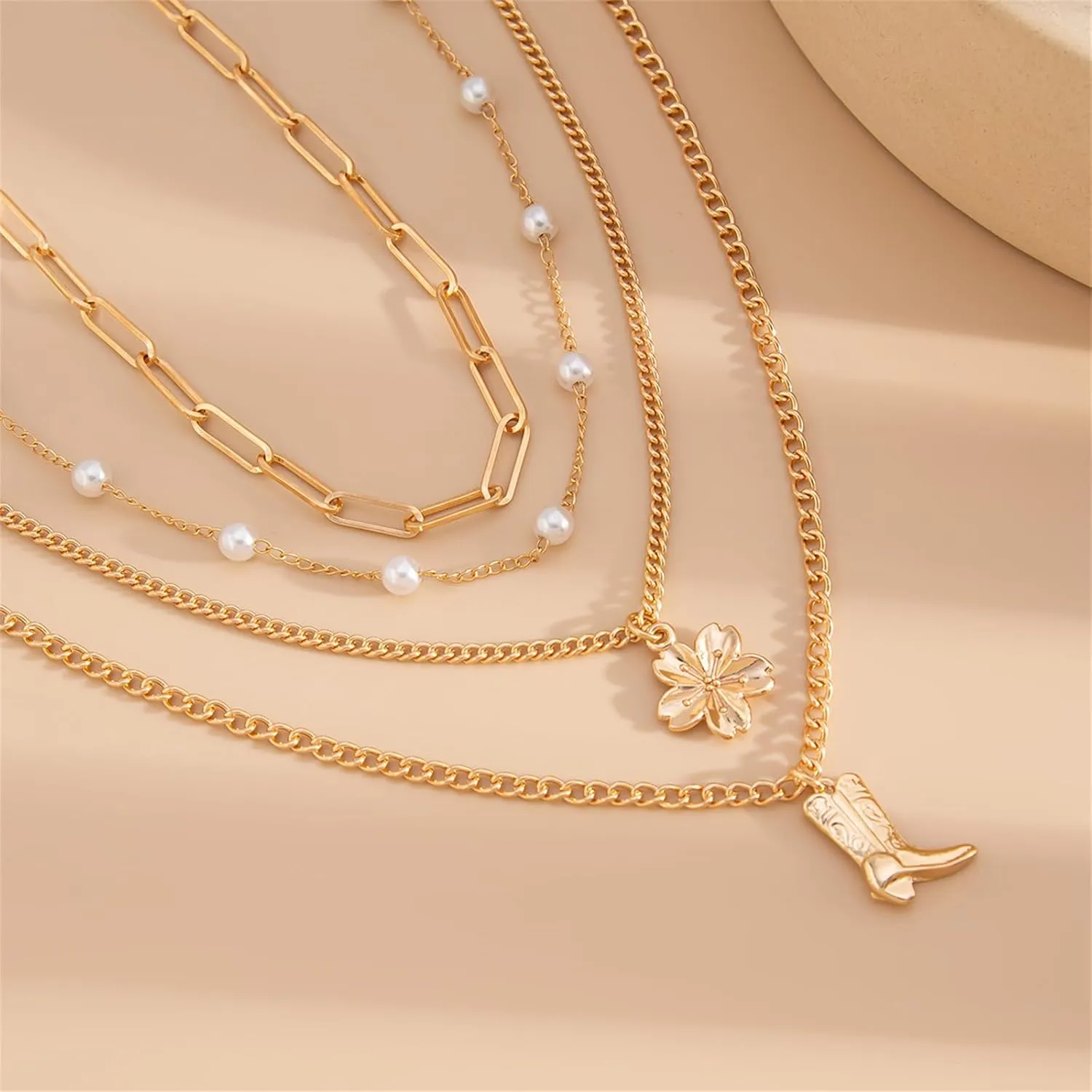 Chunky Gold Necklace for Women,Layered Statement Choker Irregular Baroque Pearl/Heart/Flower Pendant Y2k Charm Jewelry Accessories