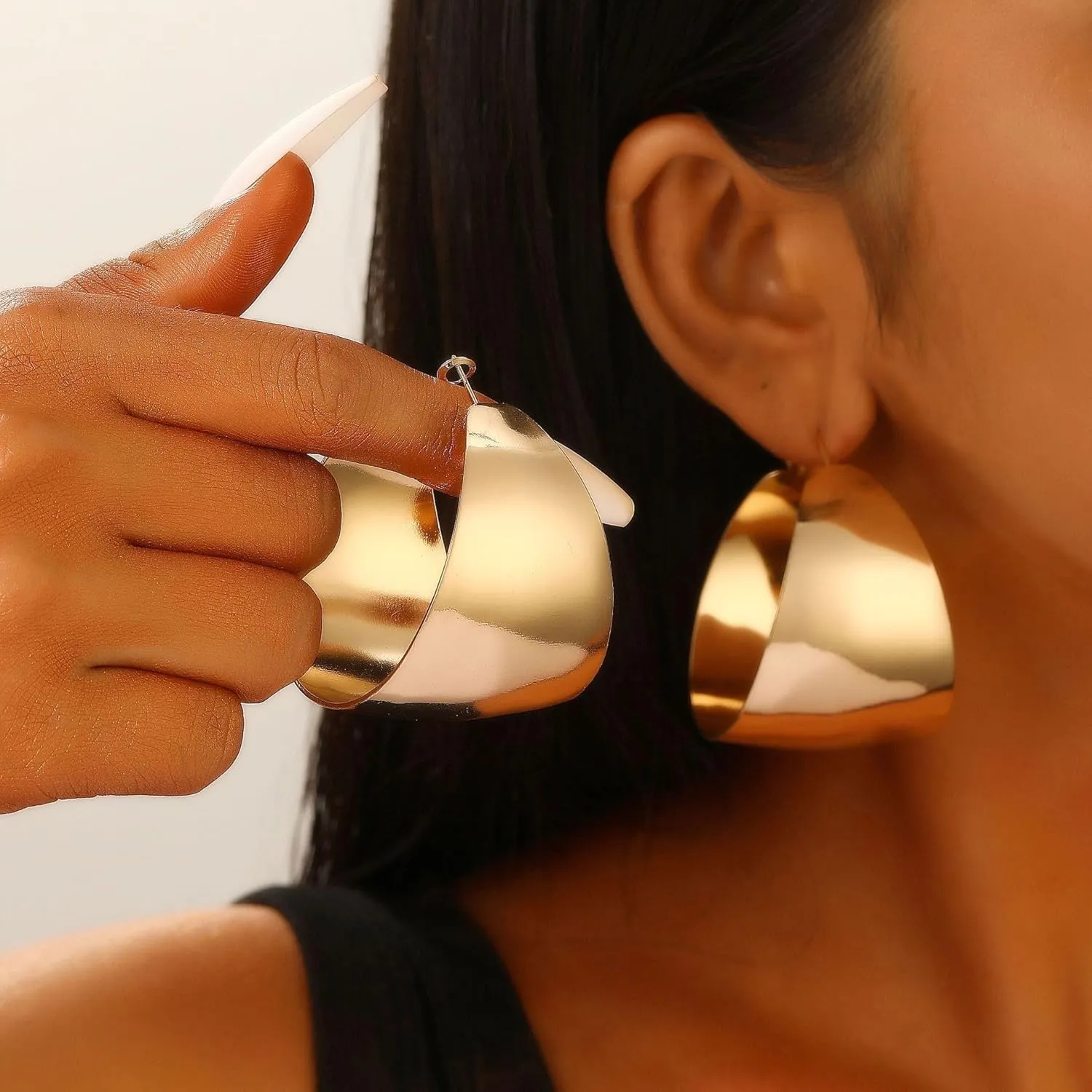 Chunky Hollow Round Hoop Earrings,Punk Plated Gold Big Round Statement Drop Earrings,Minimalist Daily Birthday Party Jewelry Gifts for Women
