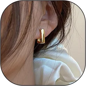 Chunky Square Open Dangle Earrings for Women Minimalist Gold Plated Geometric Huggie Stud Earrings Trendy Silver Statement Jewelry Accessories