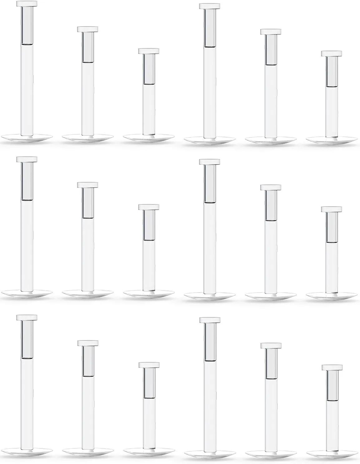 Cisyozi 16G Push in Clear Flat Back Earrings Plastic Nose Studs Lip Labret Monroe Piercing Retainer for Surgery Bioflex Cartilage Tragus Helix Earrings Studs for Work Sport 2mm
