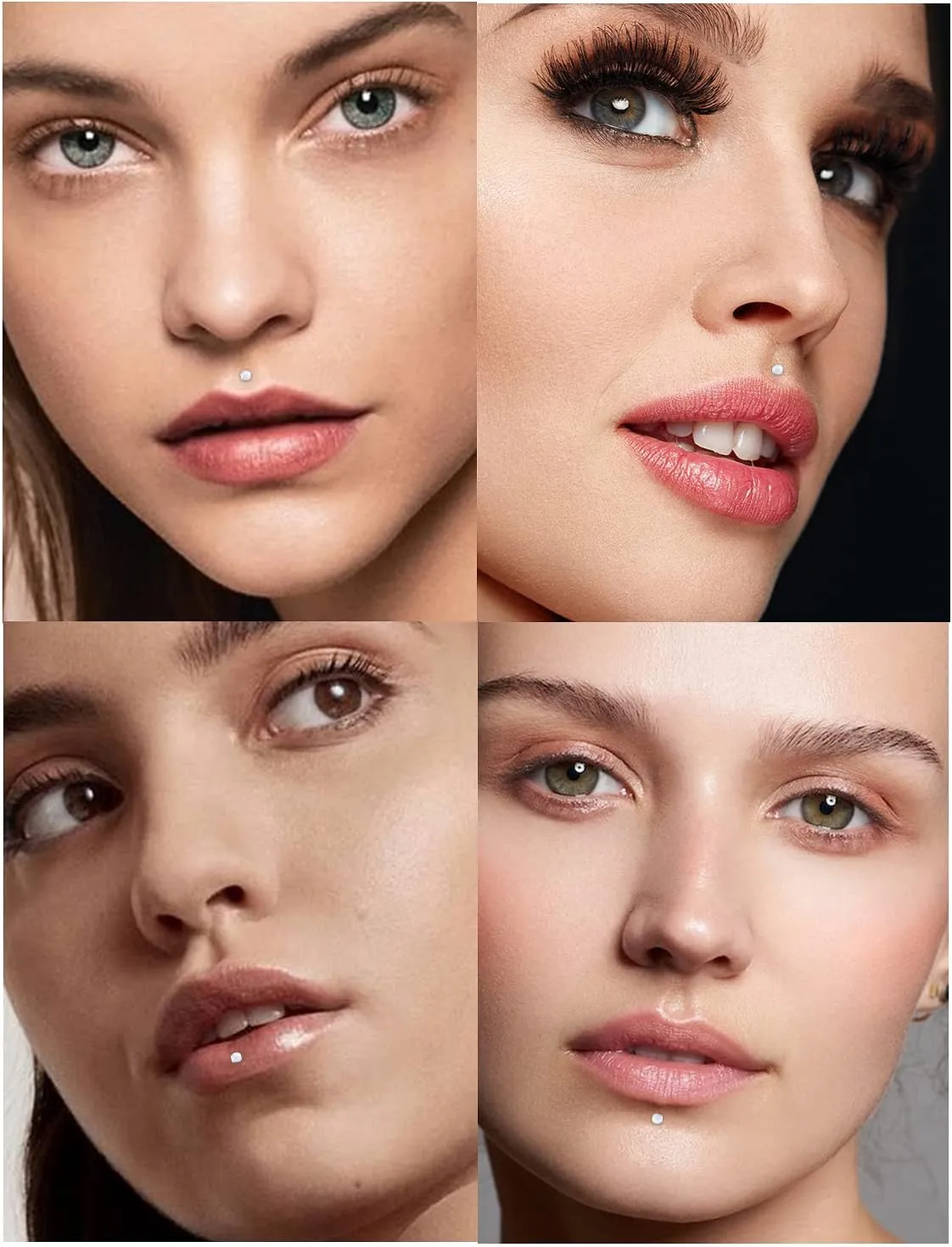 Cisyozi 16G Push in Clear Flat Back Earrings Plastic Nose Studs Lip Labret Monroe Piercing Retainer for Surgery Bioflex Cartilage Tragus Helix Earrings Studs for Work Sport 2mm