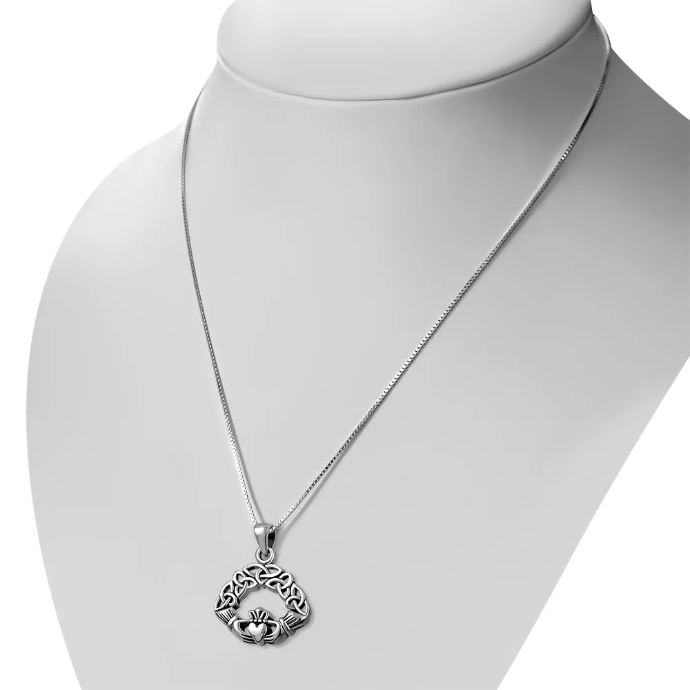 Claddagh Celtic Trinity Silver Pendant