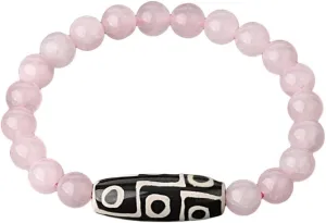 Classic bracelet,Stone Bracelet For Men,Tibetan Buddhism Natural Rose Quartz Gemstone Beads Dzi Agate Bracelet Nine-Eyed Prayer Religion Bangle Dainty Gift For Men Women