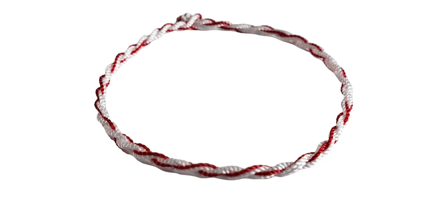 CLASSY BOHO SURFER Style BRACELET Friendship Love RED WHITE COLOR Tibetan Buddhist POWER and GOOD LUCK Kabbalah PROTECTS YOU From Harmful Energy And NEGATIVITY