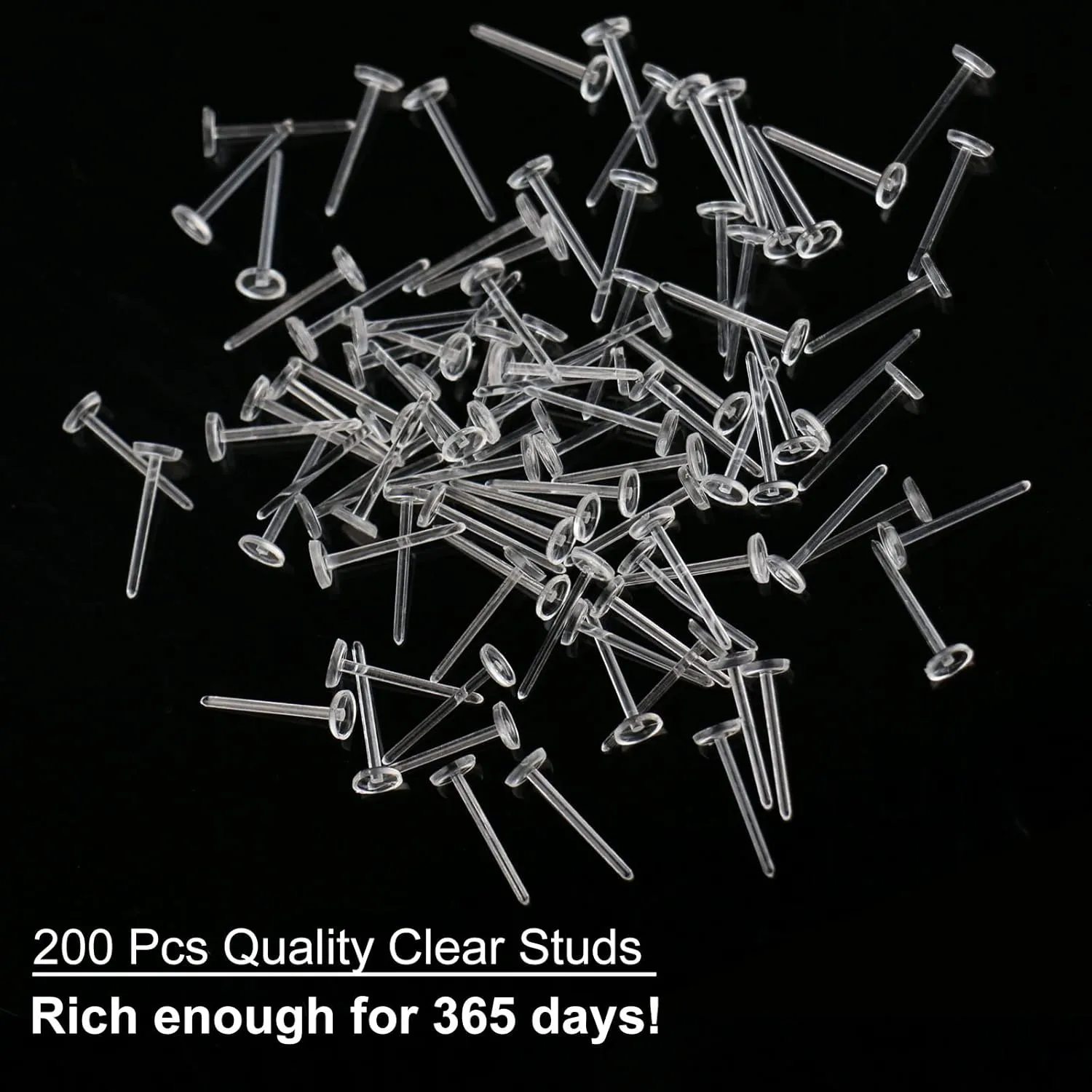 Clear Earrings For Sports, 400Pcs 18g Plastic Earrings For Sensitive Ears, Clear Stud Earrings for Work with Solid Plastic Posts and Soft Rubber Earring Backs in 2 Organizer Box