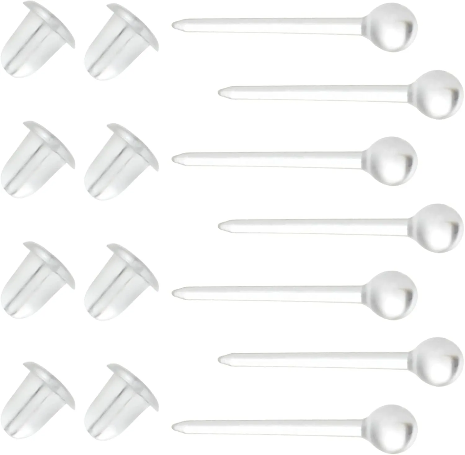 Clear Earrings For Sports, 400Pcs 18g Plastic Earrings For Sensitive Ears, Clear Stud Earrings for Work with Solid Plastic Posts and Soft Rubber Earring Backs in 2 Organizer Box