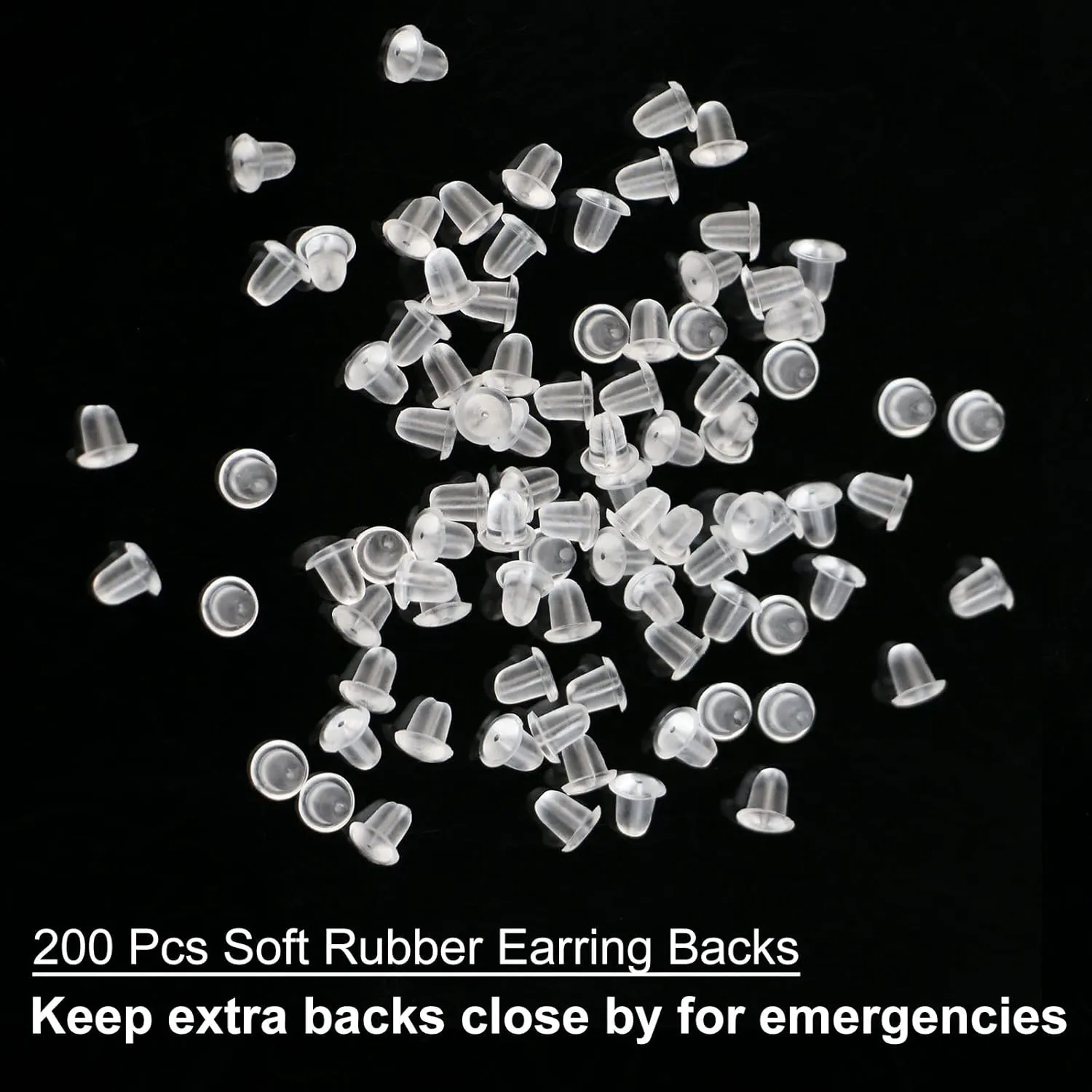 Clear Earrings For Sports, 400Pcs 18g Plastic Earrings For Sensitive Ears, Clear Stud Earrings for Work with Solid Plastic Posts and Soft Rubber Earring Backs in 2 Organizer Box