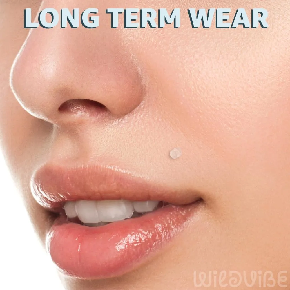 Clear Nose Studs Earring Retainers 10pcs Set - Bioflex Labret Stud Clear Lip Piercing Jewelry for Surgery, Work, School, Sports (choose Length)