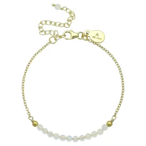 Clear Quartz Bracelet for Women, Certified 925 Sterling Silver with Plated 18K Gold Bracelets for Women - Crystals and Healing Stone Bracelet with Chain Women Jewelry for Gift (Faceted)