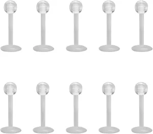 Clear Stud Earrings for Sports Work Surgery, Bioflex Plastic Clear Cartilage Earring Retainer, Ashley Vertical Labret Lip Rings Jewelry, 16g Daith Medusa Rook Helix Conch Tragus Piercing Jewelry Earrings for Women Men