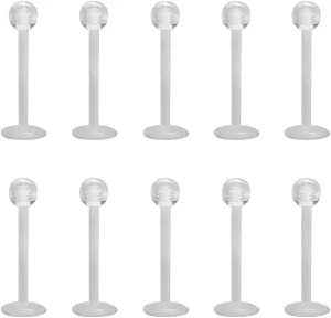 Clear Stud Earrings for Sports Work Surgery, Bioflex Plastic Clear Cartilage Earring Retainer, Ashley Vertical Labret Lip Rings Jewelry, 16g Daith Medusa Rook Helix Conch Tragus Piercing Jewelry Earrings for Women Men