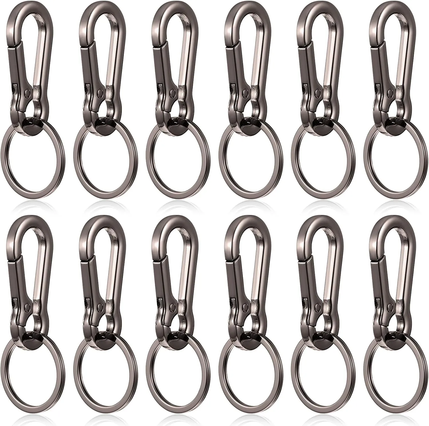 cobee 12 Pcs Heavy Duty Metal Keychains, Zinc Alloy Carabiner Key Chain Clips Quick Release Car Keyring Holder Key Rings(Grey)
