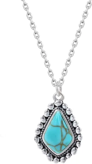Colloca Turquoise Pendant Necklace for Women, 925 Sterling Silver Western Bohemian Necklace, Boho Jewelry, Gift Box included
